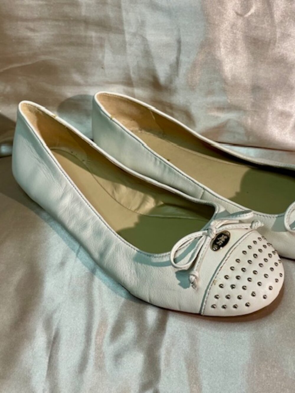 Coach Cream Colored Leather Ballet Flats